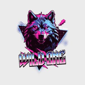 Wild One Neon Wolf design